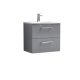 600mm Wall Hung 2 Drawer Vanity & Basin 4 - Nuie ARN2224G Grey, Grey colour ,image 1