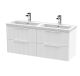 1200mm Wall Hung 4 Drawer Vanity & Double Basin - Hudson Reed DFF193C White, White colour ,image 1