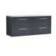 1200 Wall Hung 4-Drawer Vanity & Laminate Worktop - Nuie DPF1493LBG2 Black, Black colour ,image 1