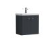 600mm Wall Hung 2 Door Unit & Basin - Nuie COR1405 Black, Black colour ,image 1