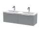 1200mm Wall Hung 2 Drawer Vanity & Double Basin - Hudson Reed DFF294F Grey, Grey colour ,image 1