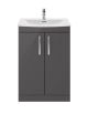 600mm Floor Standing Cabinet With Basin 4 - Nuie ATH075G Gloss Grey, Grey colour ,image 1