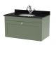 800mm Wall Hung 1 Drawer Vanity & Marble Top 1TH - Nuie CLC896BR1 Green, Green colour ,image 1