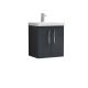500mm Wall Hung 2 Door Vanity & Basin 3 - Nuie ARN1421D Black, Black colour ,image 1