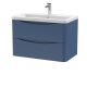 800mm Wall Hung 2 Drawer Vanity & Ceramic Basin - Nuie LUN304A Blue, Blue colour ,image 1