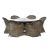 Regent 6 Seat Rattan Large Round Glass Top Table and 6 Arm Chairs - Neutral Brown with Dark Grey Cushions Included