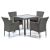 Oasis Glass Top Table and 4 Stacking Chairs - 4 Seat Grey Rattan Dining Set