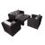 RA Denby 4 Seat Rattan 4 Piece Sofa Set with Glass Top Coffee Table - Neutral Brown with Light Grey Cushions