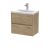 600mm Wall Hung 2 Drawer Unit & Basin 1 - Nuie HAV804A Oak, Oak colour ,image 1