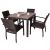 Apollo Square Polywood Top Table & 4 Ascot Side Chairs - 4 Seat Black/Brown Rattan Dining Set