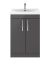 600mm Floor Standing Cabinet With Basin 3 - Nuie ATH075D Gloss Grey, Grey colour ,image 1