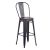 Tolix Style 850 x 450 Metal Garden High Chair With Timber Seat - Black