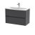 800mm Wall Hung 2 Drawer Unit & Basin 4 - Nuie HAV2206G Grey, Grey colour ,image 1