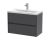 800mm Wall Hung 2 Drawer Unit & Basin 1 - Nuie HAV2206A Grey, Grey colour ,image 1