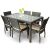 Ascot 6 Seat Rattan Rectangular Glass Top Table with 2 Ascot Arm Chairs and 4 Ascot Side Chairs -  Black & Brown