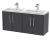 1200mm Wall Hung 4 Door Vanity & Double Basin - Hudson Reed JNU2223C Grey, Grey colour ,image 1