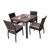 Ascot Square Polywood Top Table & 4 Ascot Side Chairs - 4 Seat Black/Brown Rattan Dining Sets
