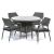 Oasis Round Glass Top Table and 4 Chairs Set - 4 Seat Grey Rattan Dining Set