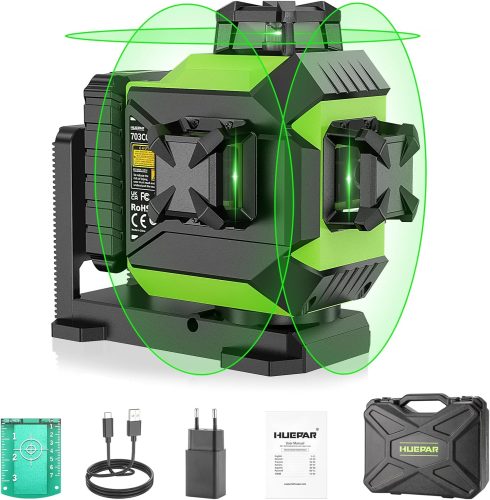 Huepar 3 x 360° 3D Self-Levelling Cross 12 Lines Laser Level